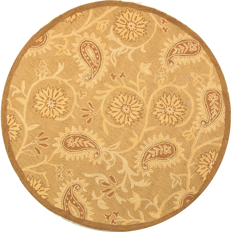 SAFAVIEH Handmade Berkeley Paisley Dosha Botanical Wool Rug - 5'6" Round - Camel - Round
