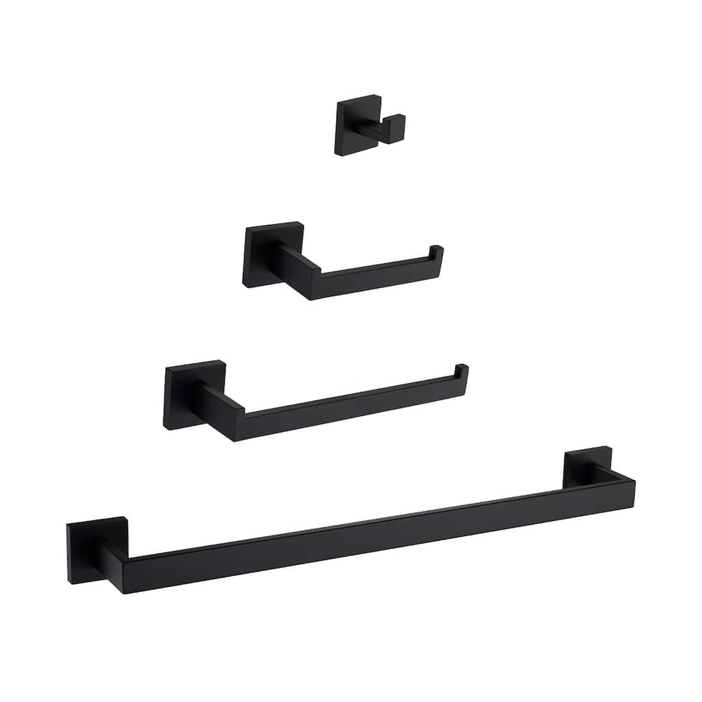 Wall Mounted 4 Piece Bathroom Hardware Set Matte Black Bathroom Accessories Set Stainless Steel Towel Holder Bar Set