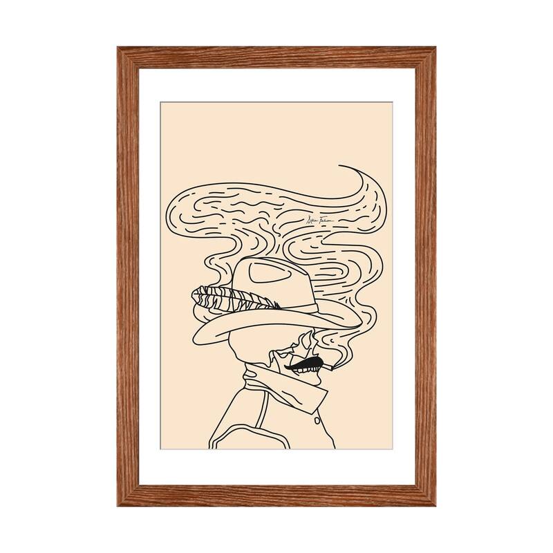 iCanvas "Love or Die Tryin' Cowhand in Cream" by Allie Falcon - Walnut - 32x24x1