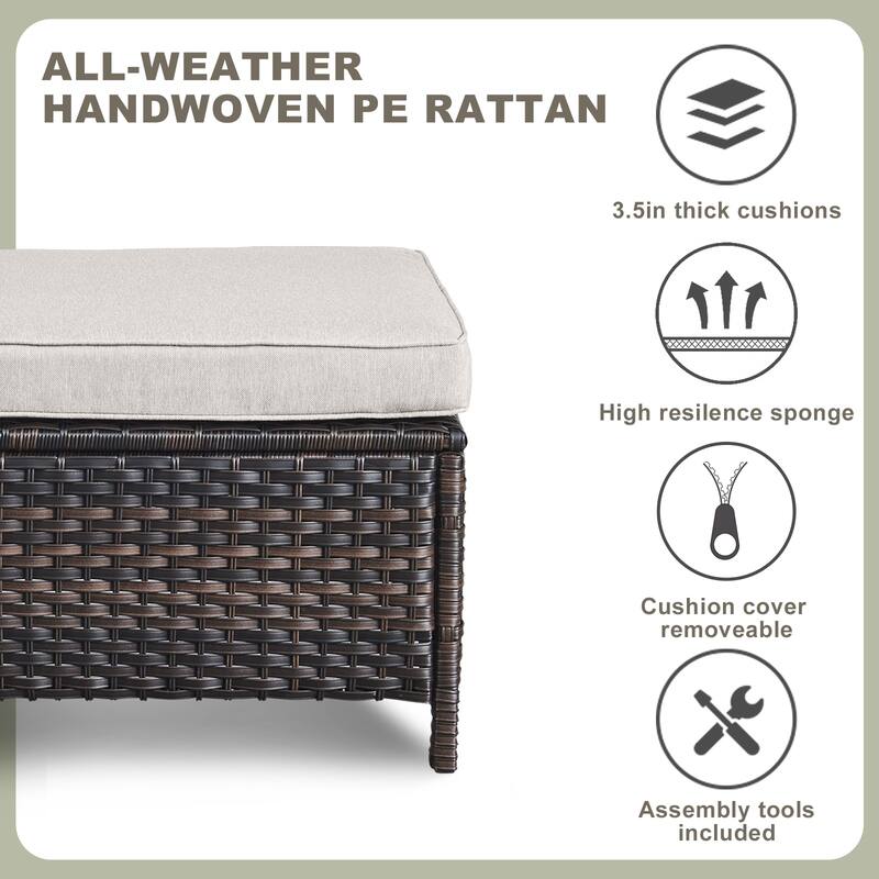 Outdoor Patio 2-Seat Sofa with 2 Swivel Chair Table