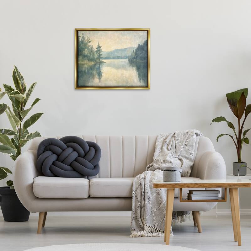 Stupell Mountain's Reflection Landscape Framed Floater Canvas Wall Art Design By Petal Prints Design
