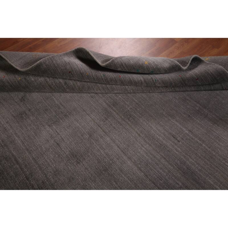Gray Gabbeh Square Area Indian Rug Hand-Knotted Wool Carpet - 8'6"x 8'6"