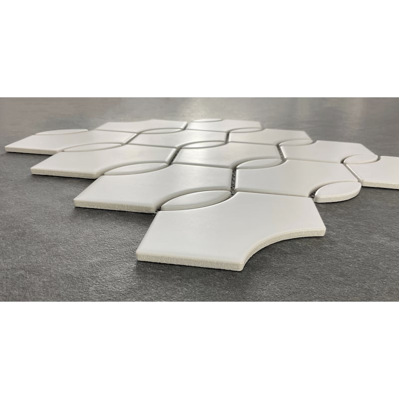 Porcelain Mosaic Tiles - Waves Mosaic Tiles - Case (15 Sheets)