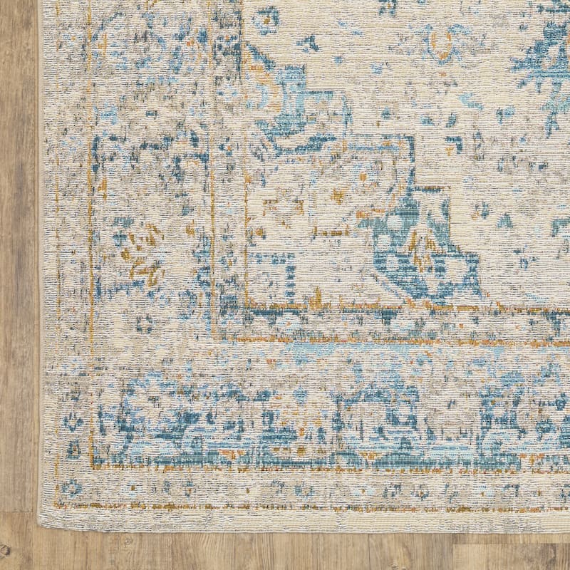 Style Haven Nova Vintage Center Medallion Grey/Teal Area Rug