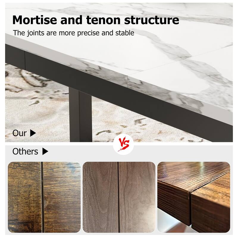 Industrial Dining Table for 6-8 People, with Metal Legs
