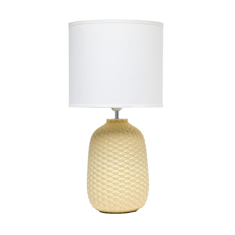 20.4" Purled Texture Lamp with White Fabric Shade - Yellow