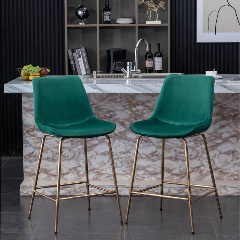 Roundhill Furniture Aufurr Modern Velvet 26.50 Counter Height Stool (Set of 2)