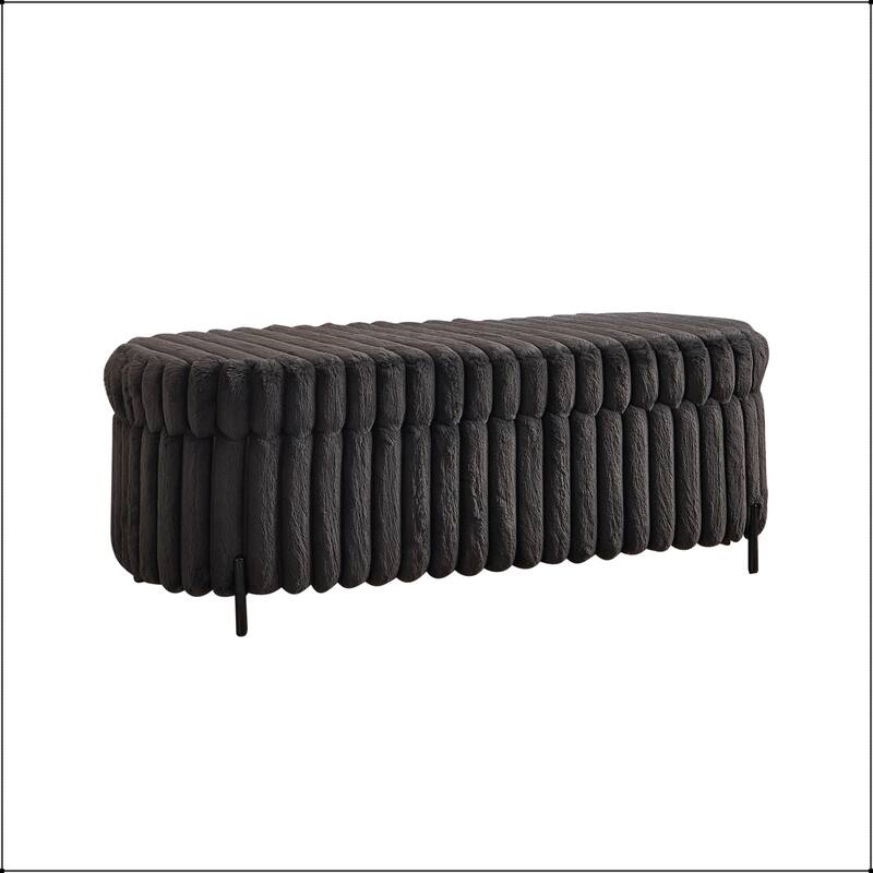 Upholstered Bench with Metal Legs
