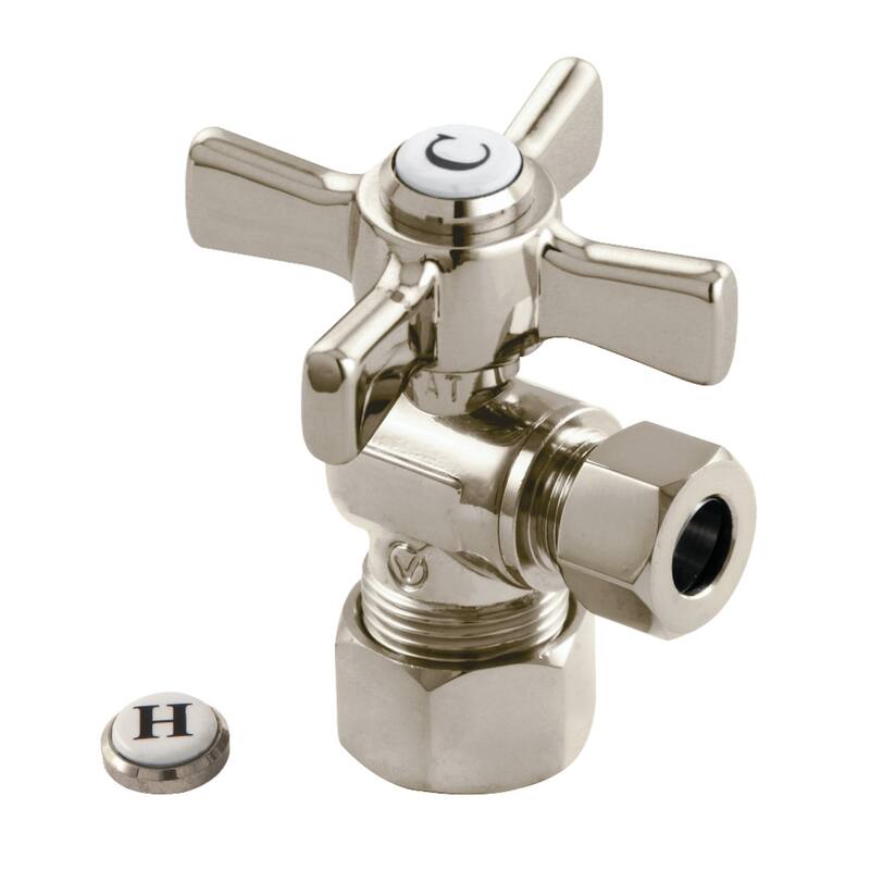 Millennium 5/8-Inch X 3/8-Inch OD Comp Angle Stop Valve - Brushed Nickel