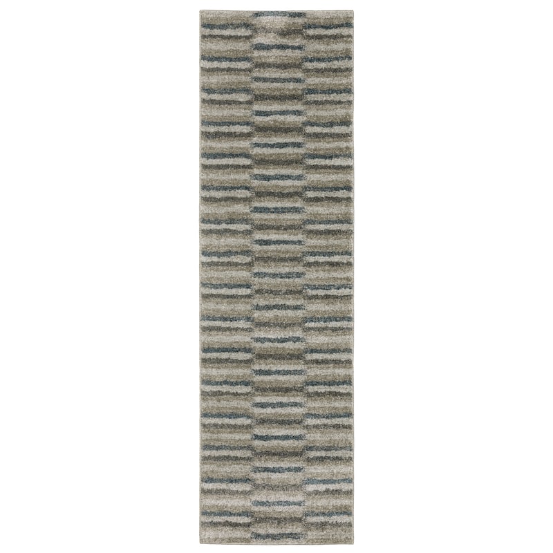 Style Haven Archer Multi Striped Teal/ Grey Indoor Area Rug. - 2' 3" x 7' 6" - Runner