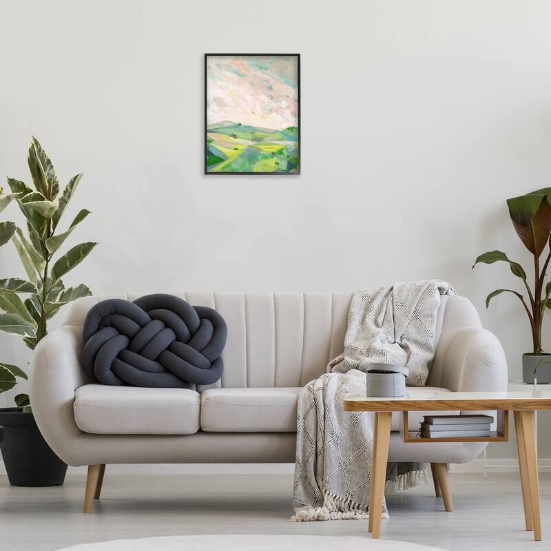 Stupell Vibrant Green Hills Landscape Framed Giclee Art Design By Ashley Davis