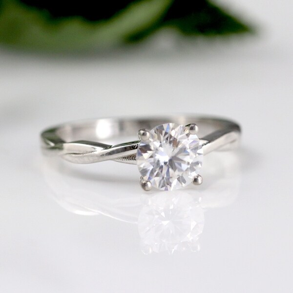 Auriya 14k Gold Twisted 2ctw Round Solitaire Moissanite Engagement Ring. Opens flyout.