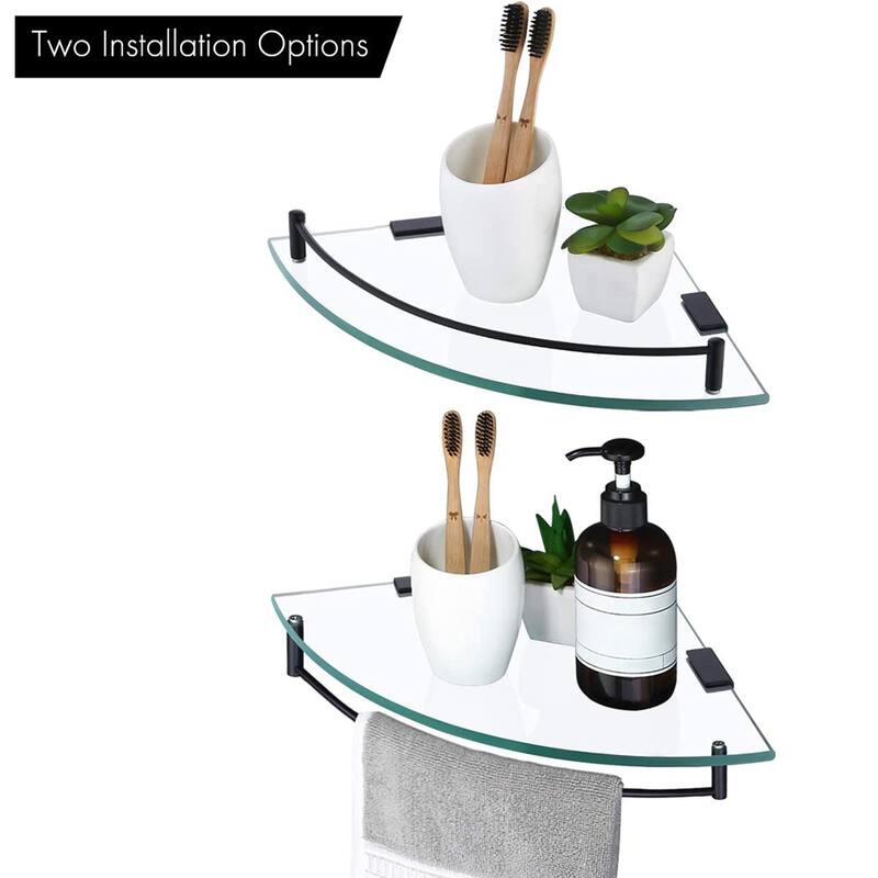 Wall Mount Bathroom Corner Triangle Glass Shelf