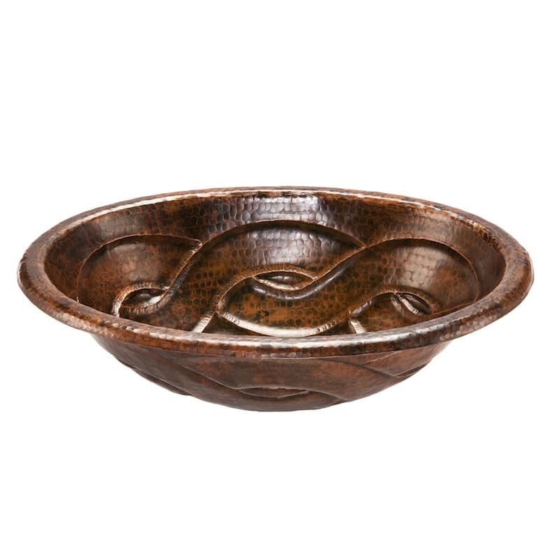 19-in Oval Braid Self Rimming Hammered Copper Bathroom Sink (LO19RBDDB)