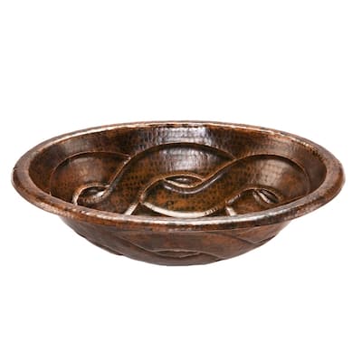 19-in Oval Braid Self Rimming Hammered Copper Bathroom Sink (LO19RBDDB)