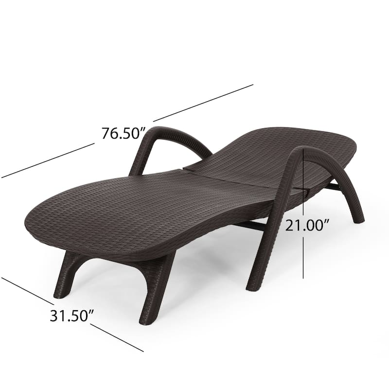 Outdoor Dark Brown Polypropylene Chase Lounge One Piece Patio Chair - 76.5*31.5