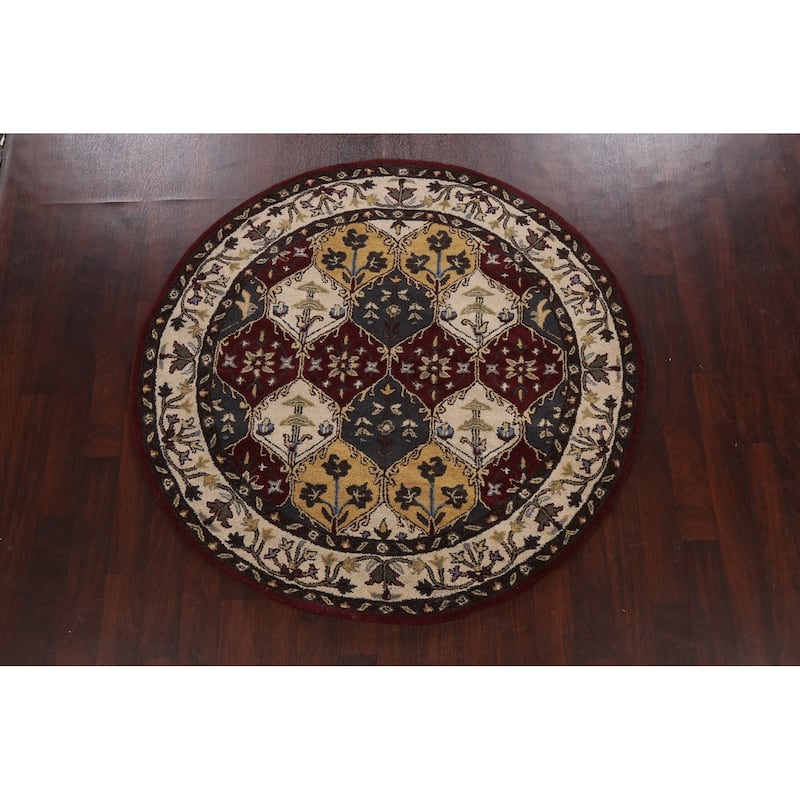 Traditional Floral Oriental Home Decor Area Rug Hand-tufted Carpet - 6'0" x 6'0" Round