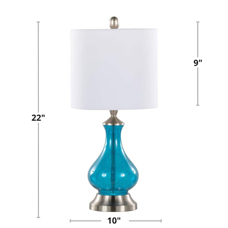 Porch & Den Kirsten Clear Seeded Glass 22-inch Accent Lamp with Off-White Linen Drum Shade