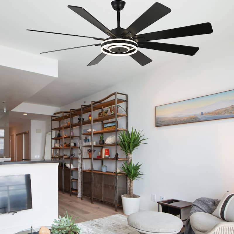 Bella Depot 72" Modern Large Ceiling Fan 6-speed Reversible with Dimmable Light and Remote for Family Room