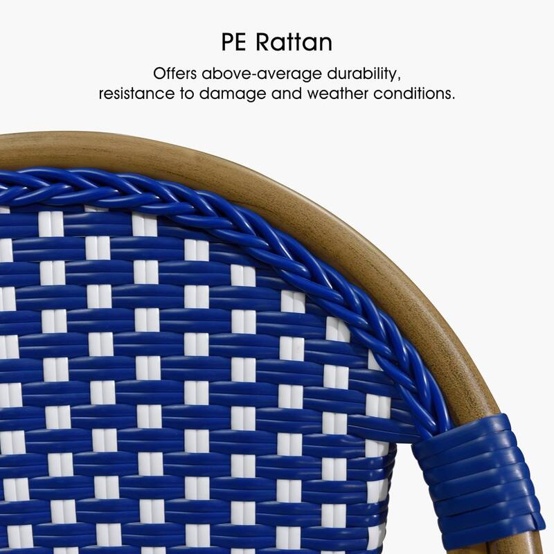 PURPLE LEAF White Print Finish Patio Bar Chairs with Back Rattan Bar Chairs French Bistro Set for Kitchen Outdoor Counter Stool