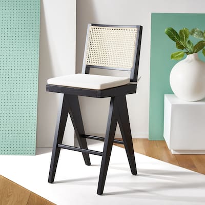 SAFAVIEH Couture Lyubov Rattan 29-inch Bar Stool - 18 In W x 23 In D x 44 In H - 18"Wx23"Dx44"H