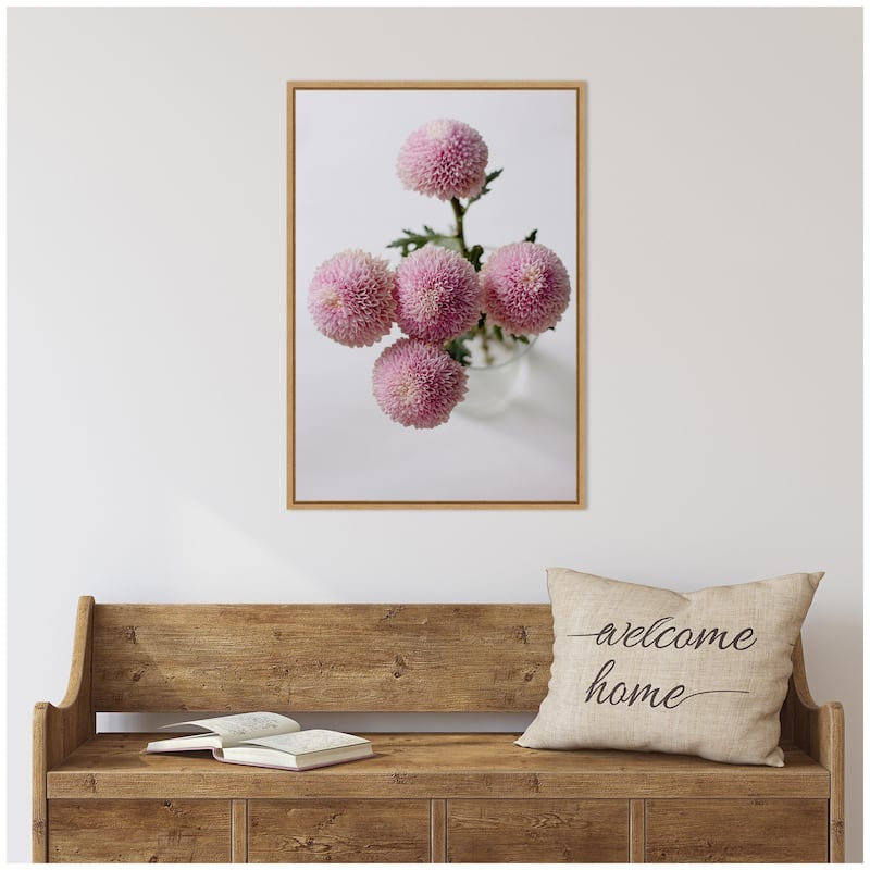Kate and Laurel Sylvie Bouquet of Pastel Pink Dahlias Framed Canvas by Kristy Campbell
