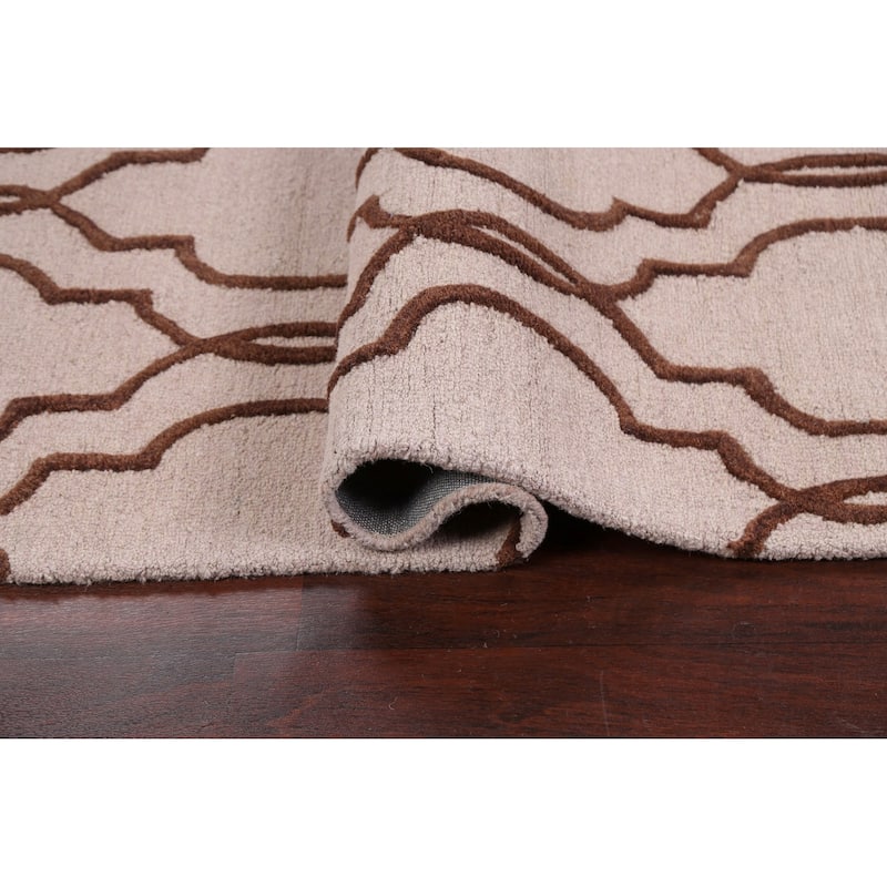 Trellis Geometric Contemporary Oriental Wool Area Rug Hand-tufted - 5'0" x 8'0"