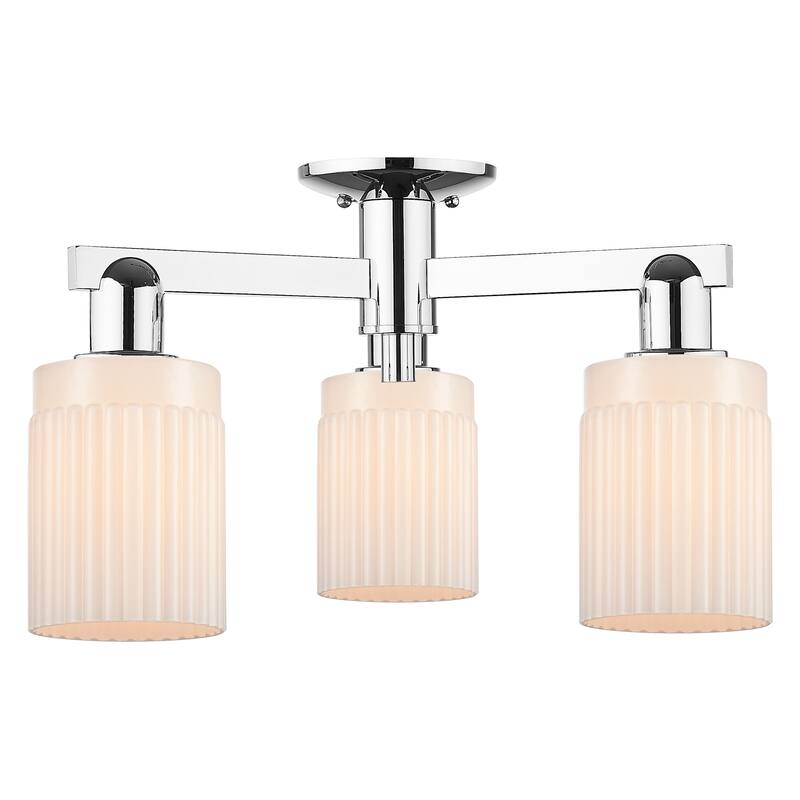 Innovations Lighting 716-3F-11-22 Hadley Semi-Flush Hadley 3 Light 22" - Polished Chrome / Matte White