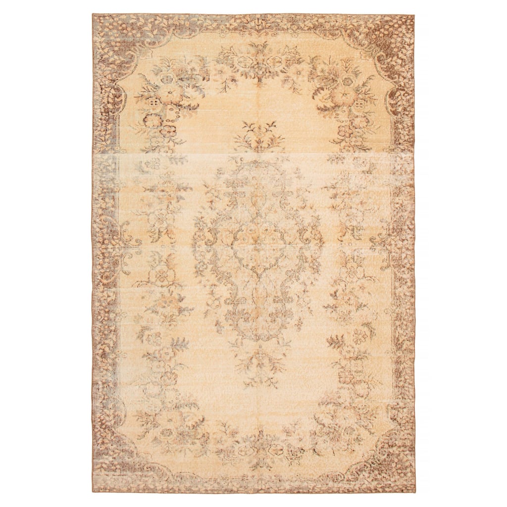 ECARPETGALLERY Hand-knotted Antalya Vintage Beige Wool Rug - 5'9 x 8'6