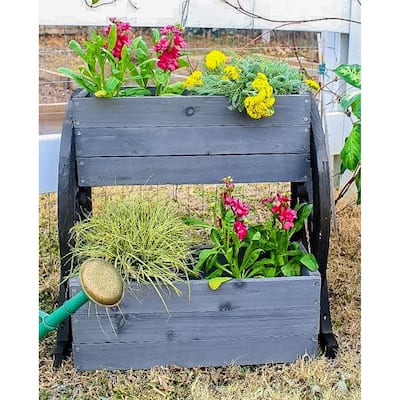 Zylina Wagon Wheel Double Planter - 15 x 11 x 21