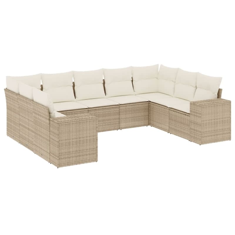 vidaXL Patio Sofa Set with Cushions Outdoor Conversation Furniture Poly Rattan
