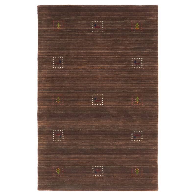 ECARPETGALLERY Hand Loomed Kashkuli Gabbeh Brown Wool Rug - 3'11 x 6'0