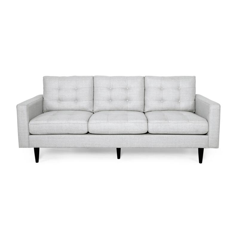 Apex Sofa, 3 Seater, 83 Inch, Modern Button Tufted, Light Gray Fabric