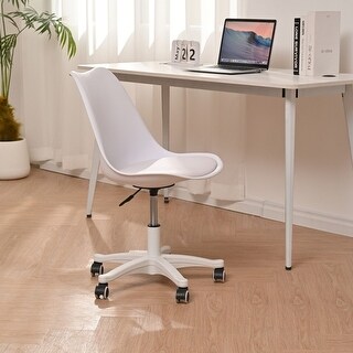 Office Chair with Pu Leather Soft Cushion, Ergonomic Small Computer Desk Chair with Wheels, Armless Swivel Task Chair - N/A