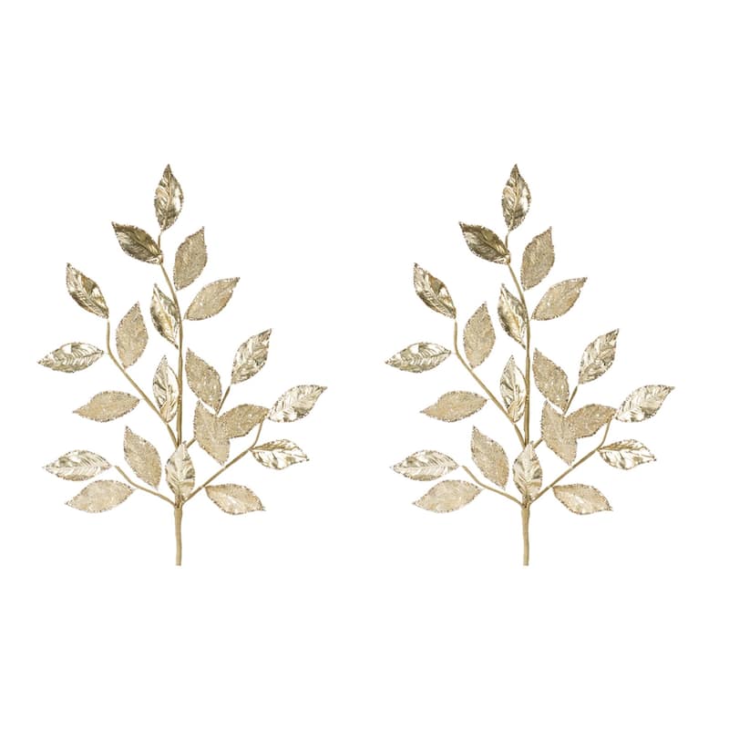 Set of 2 Glittered Leaf Artificial Christmas Sprays 29"