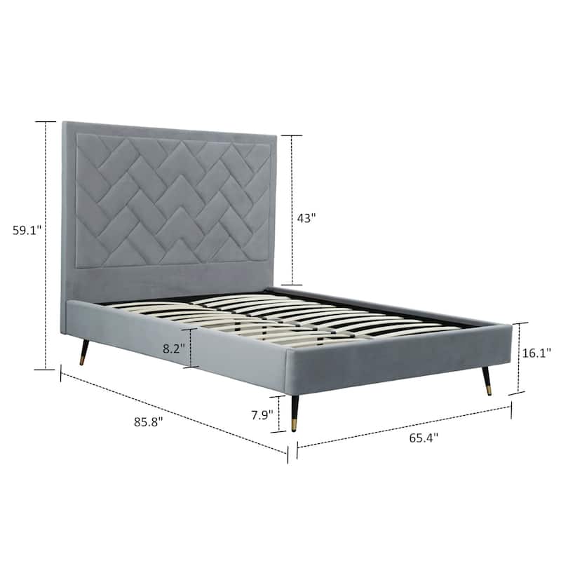 Manhattan Comfort Crosby Velvet Upholstered Bed