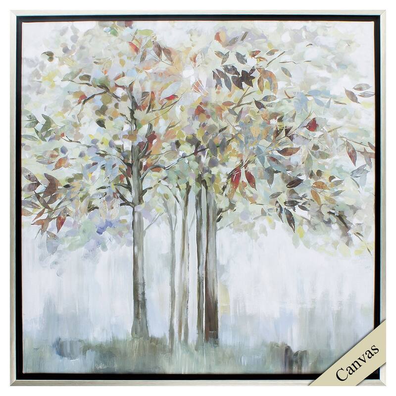 Colorful Tree - Giclee on Canvas - 30 X 30 X 3 - Plastic - Silver