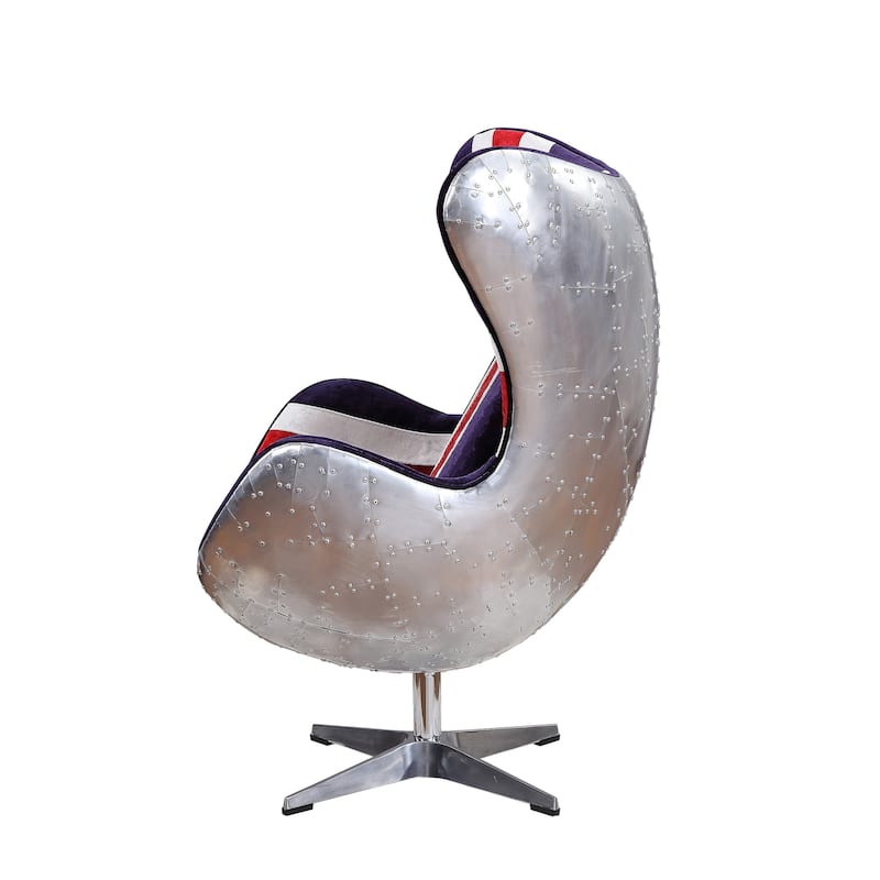 Bailee Aluminum Swivel Accent Chair with England Flag Pattern