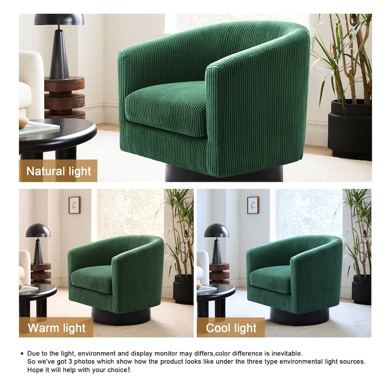 Modern 360° Swivel Corduroy Accent Chair Barrel Armchair