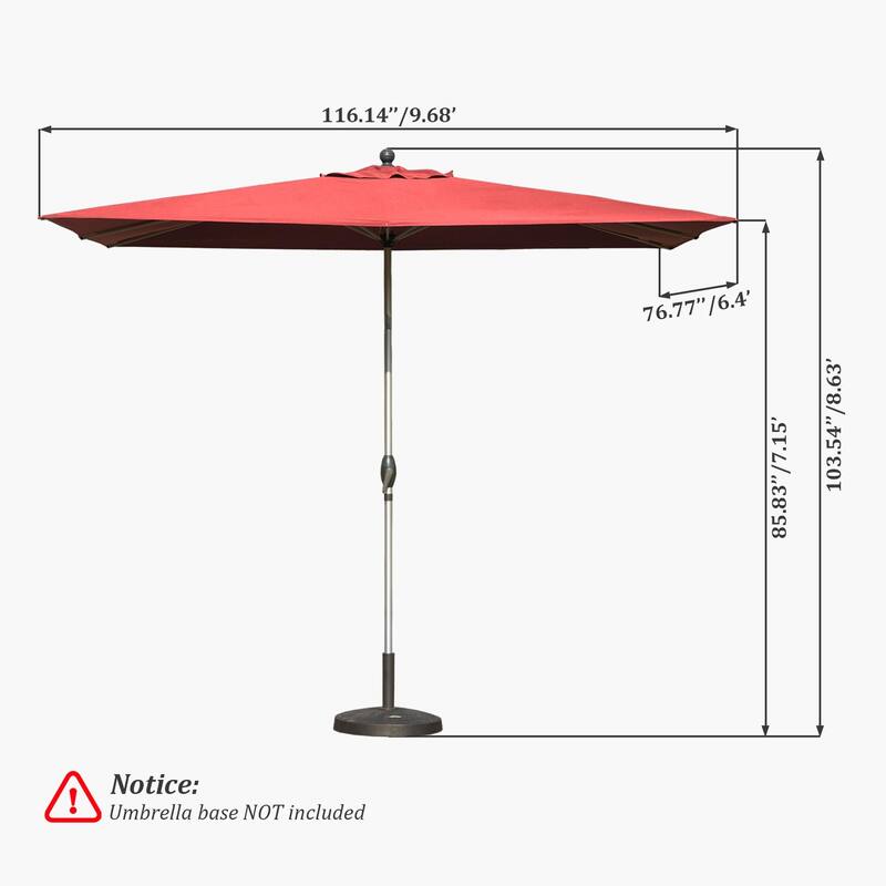 Rectangle Patio Umbrella with Crank Lift and Tilt Function 