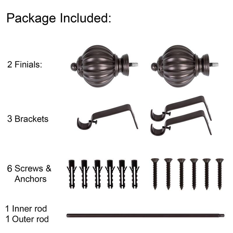 UTOPIA ALLEY Wall Mounted 3/4 Inch Curtain Rod - Curtain Rods For Windows, Adjustable Drapery Rods