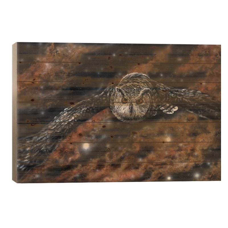 Silent Wings Print On Wood by Angela Bawden - Multi-Color - 26x40x1.5