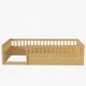 preview thumbnail 4 of 6, Twin Size Wood Kids Floor Beds Frame with Fence and High Guardrails for Bedroom Playroom