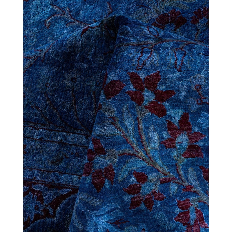 Fine Vibrance One-of-a-Kind Hand-Knotted Area Rug - Blue, 8' 1" x 10' 3" - 8' 1" x 10' 3"
