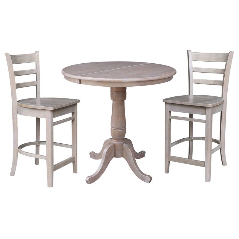 36" Round Extension Dining Table with 2 Stools - 3 Piece Set