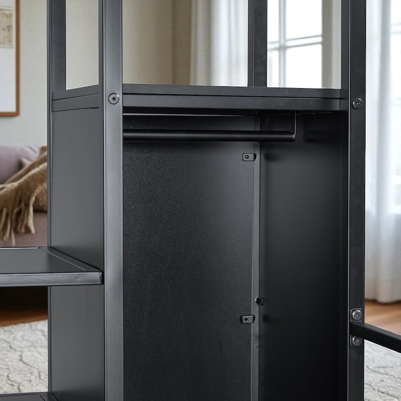 Full Size Metal Loft Bed with Desk, Wardrobe, Storage Staircase & LED Light - Space-Saving Workstation Bunk