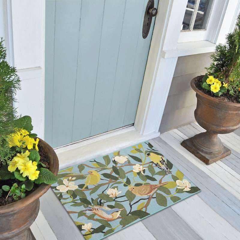 Liora Manne Esencia Floral Finches Indoor/Outdoor Mat