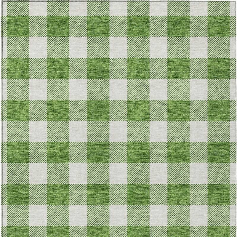 HomeRoots Plaid Transitional Rectangle Outdoor Rug