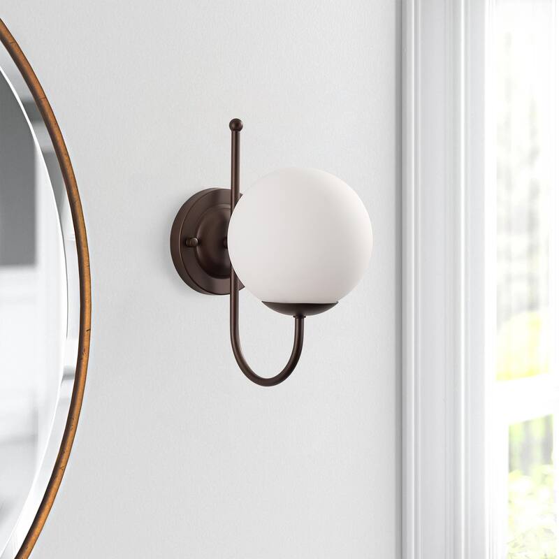 Modern Oil Rubbed Bronze Wall Sconce with Milk White Globe Glass