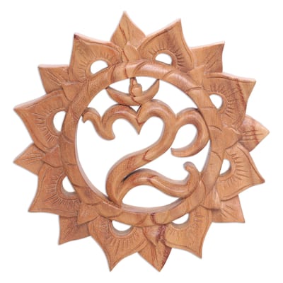 NOVICA Sunnyside Om, Wood relief panel